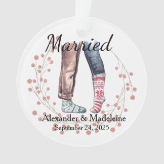 Sock Couple viert "getrouwde" acryl Ornament
