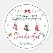 Sock de Noël Anniversaire Classic Round Sticker (Devant)