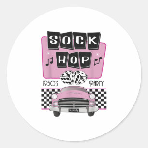 Sock Hop Dance Costume Retro 50s roze Rocka Ronde Sticker