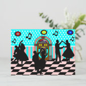 Sock Hop Fifties Dance Theme Party Uitnodigingen (Staand voorkant)