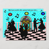 Sock Hop Fifties Dance Theme Party Uitnodigingen (Voorkant / Achterkant)