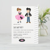Sock Hop Kinder Rock en Roll Retro Party Kaart (Staand voorkant)