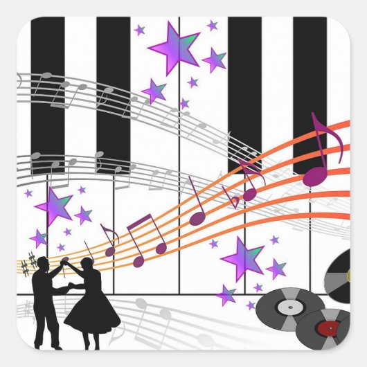 Sock Hop Nostalgia Vierkante Sticker (Voorkant)