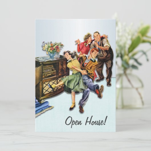 Sock Hop Open House Party Custom Retro Kaart (Staand voorkant)