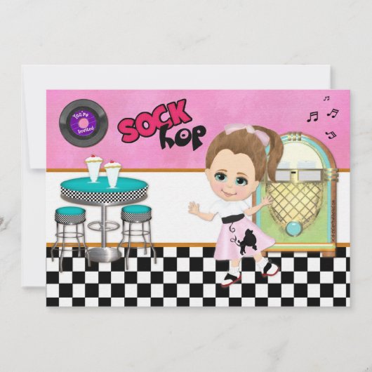 Sock Hop Party Kaart (Voorkant)