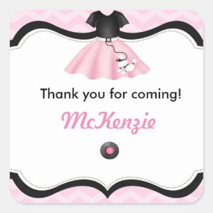 Sock Hop Poodle Skirt Birthday Favor Tags