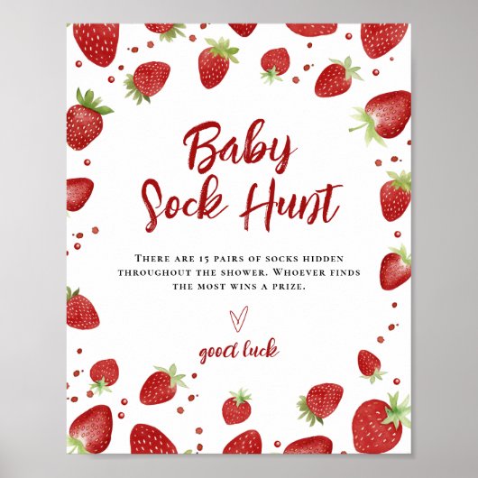 Sock Hunt 8x10 Waterverf Strawberry Game Sign Poster (Voorkant)