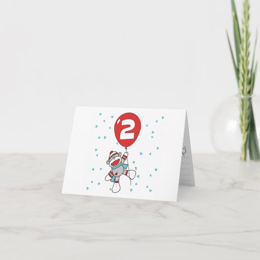 Sock Monkey 2nd Birthday Fill-in Invitations (Devant)