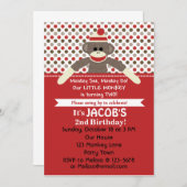 Sock Monkey 2nd Birthday Party invitation - person (Devant / Derrière)
