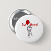 Sock Monkey 3rd Birthday Ronde Button 5,7 Cm (Voorkant /achterkant)
