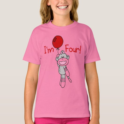 Sock Monkey 4e verjaardag Tshirts en geschenken (Voorkant)