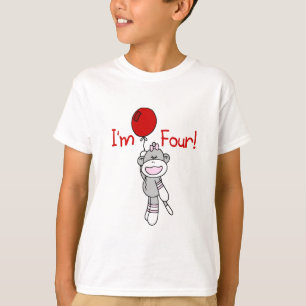 Sock Monkey 4e verjaardag Tshirts en geschenken
