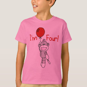 Sock Monkey 4e verjaardag Tshirts en geschenken