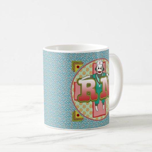 Sock Monkey aangepaste RN Verpleegkundige mok (Voorkant rechts)
