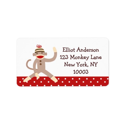Sock Monkey Adresetiketten Etiket (Voorkant)