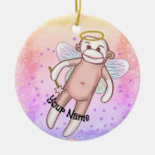 Sock Monkey Angel Oval Ornament (Voorkant)