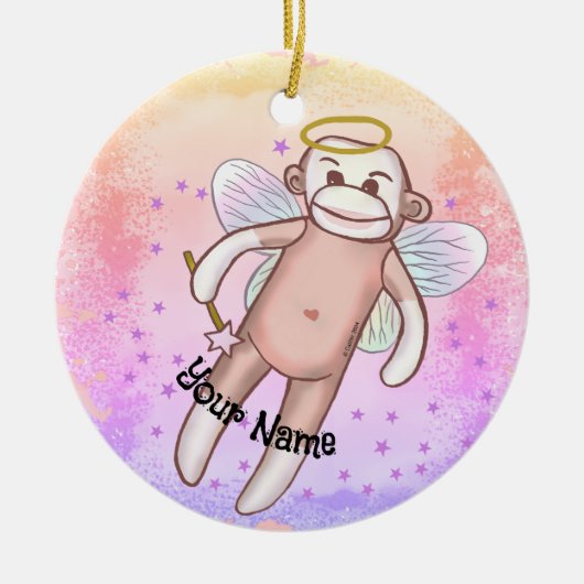 Sock Monkey Angel Oval Ornament (Voorkant)