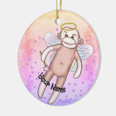 Sock Monkey Angel Oval Ornament (Links)
