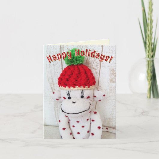 Sock Monkey - Apple Kerst Kaarten (Voorkant)