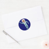 Sock Monkey Astronaut Ronde Sticker (Envelop)