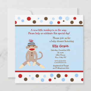 Sock Monkey Baby Shower Invitations Garçon