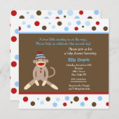 Sock Monkey Baby Shower Invitations Garçon (Devant / Derrière)