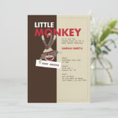 Sock Monkey Baby shower nodigt uit Kaart (Staand voorkant)