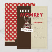 Sock Monkey Baby shower nodigt uit Kaart (Voorkant / Achterkant)