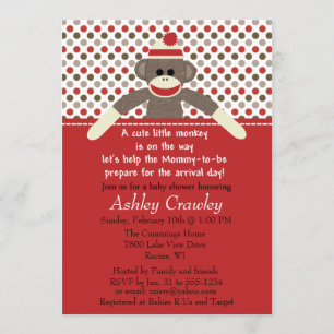 Sock Monkey Baby shower uitnodigen - aanpassen Kaart