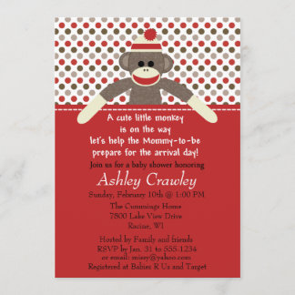 Sock Monkey Baby shower uitnodigen - aanpassen Kaart