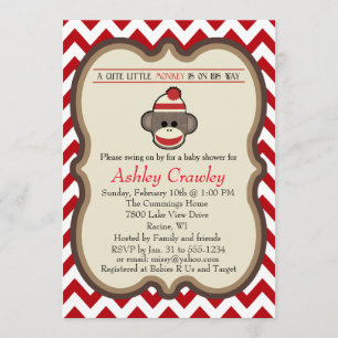 Sock Monkey Baby shower uitnodigen - aanpassen Kaart
