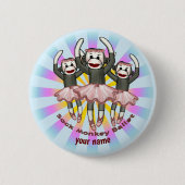 Sock Monkey Ballet Ronde Button 5,7 Cm (Voorkant)