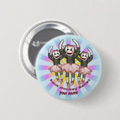 Sock Monkey Ballet Ronde Button 5,7 Cm (Voorkant /achterkant)