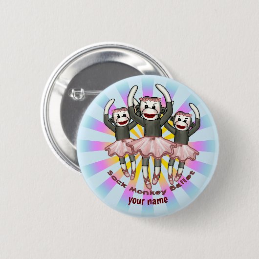 Sock Monkey Ballet Ronde Button 5,7 Cm (Voorkant /achterkant)