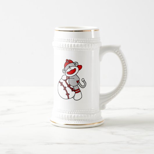 Sock Monkey Baseball T-shirts en cadeautjes Bierpul (Rechts)