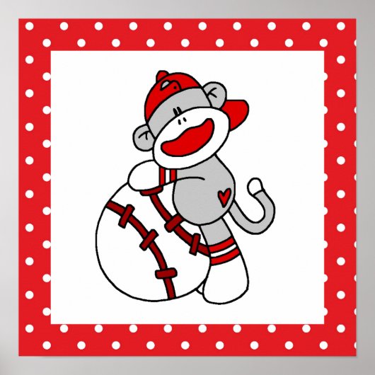 Sock Monkey Baseball T-shirts en cadeautjes Poster (Voorkant)