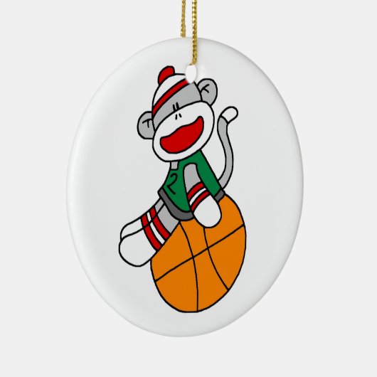 Sock Monkey Basketball T-shirts en cadeautjes Keramisch Ornament (Rechts)