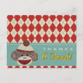 Sock Monkey Bedankt postkaart (Voorkant)