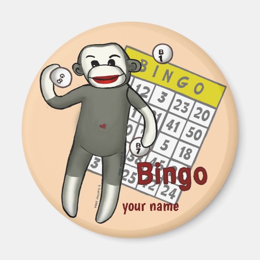 Sock Monkey Bingo Magneet (Voorkant)