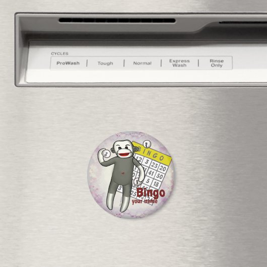 Sock Monkey Bingo Magneet (Insitu (Vaatwasser))