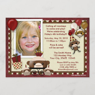 Sock Monkey Birthday Invitation SCHATTIG (foto) Kaart