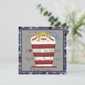 Sock Monkey Birthday Uitnodiging (Staand voorkant)