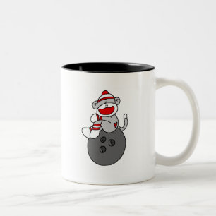Sock Monkey Bowling T-shirts en cadeautjes Tweekleurige Koffiemok