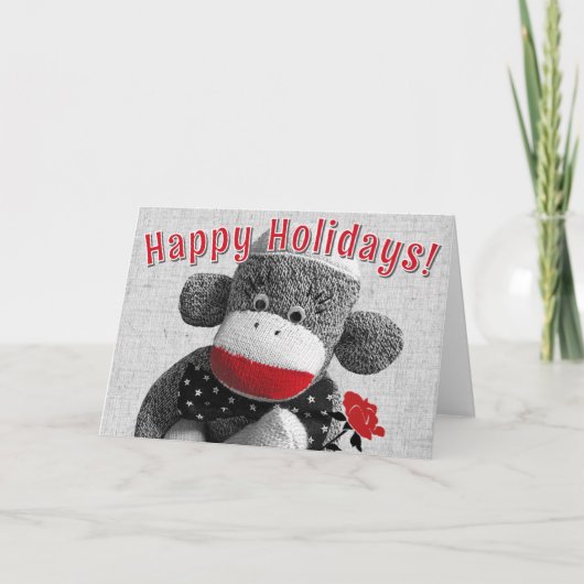 Sock Monkey - Bowty Christmas Cartes (Devant)