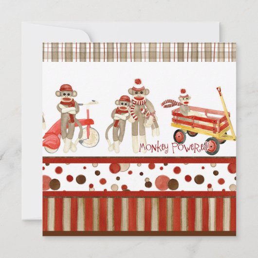 Sock Monkey, Boy Baby shower Invitation (Dos)