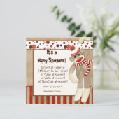 Sock Monkey, Boy Baby shower Invitation (Debout devant)