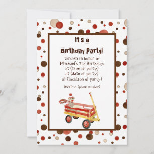 Sock Monkey, Boy Birthday Party Invitation