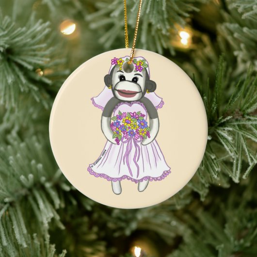 Sock Monkey Bride bruiloft ornament (Boom)