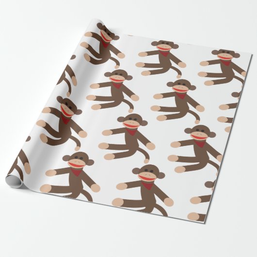 Sock Monkey Cadeaupapier (Uitgerold)