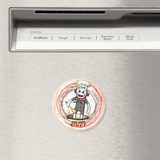 Sock Monkey Chef magneet (Insitu (Vaatwasser))